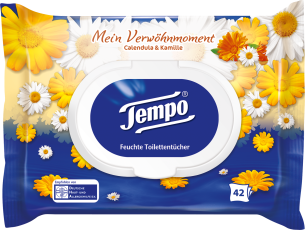 Tempo feuchte Toilettentücher "Mein Verwöhnmoment - Calendula & Kamille"