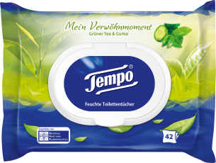 Tempo feuchte Toilettentücher "Mein Verwöhnmoment - Grüner Tee & Gurke"