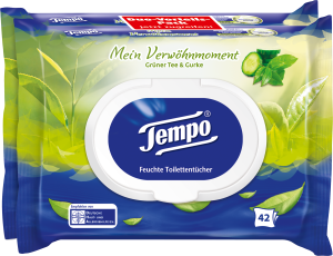 Tempo feuchte Toilettentücher "Mein Verwöhnmoment - Grüner Tee & Gurke"